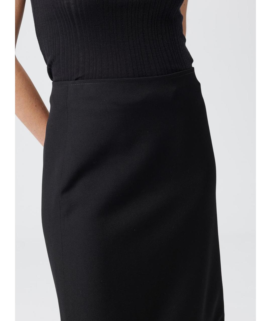 FENDI Черная шерстяная юбка миди, фото 5