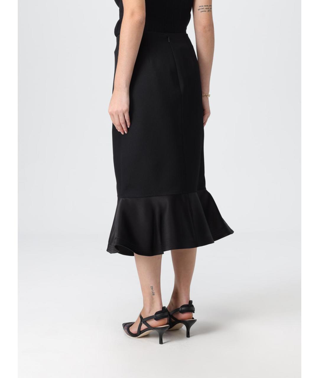 FENDI Черная шерстяная юбка миди, фото 3