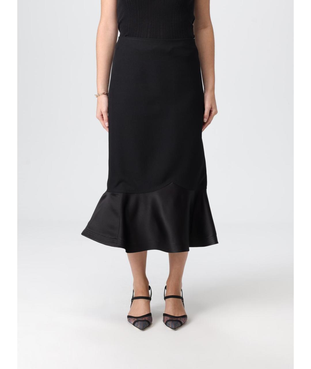 FENDI Черная шерстяная юбка миди, фото 6