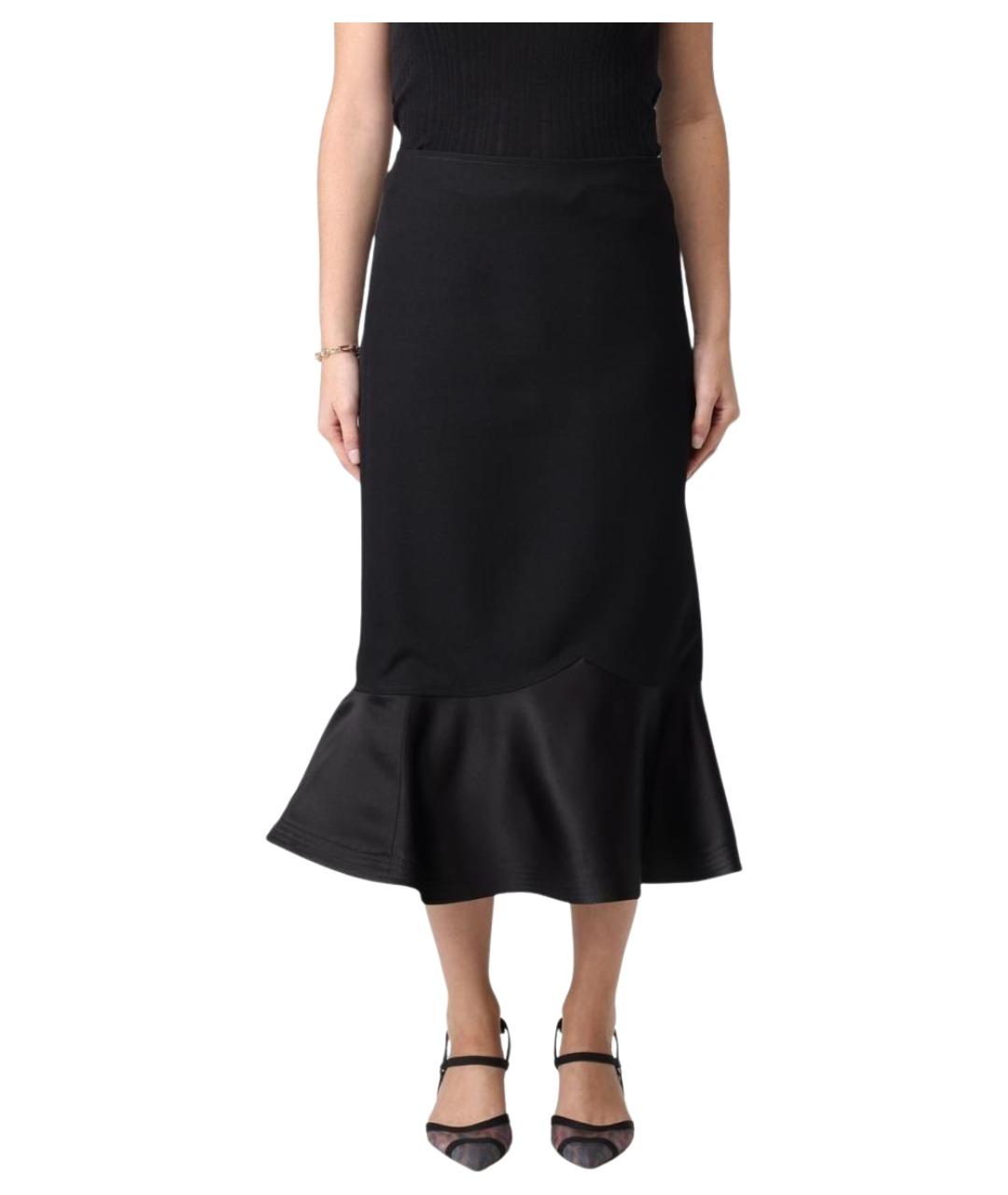 FENDI Черная шерстяная юбка миди, фото 1