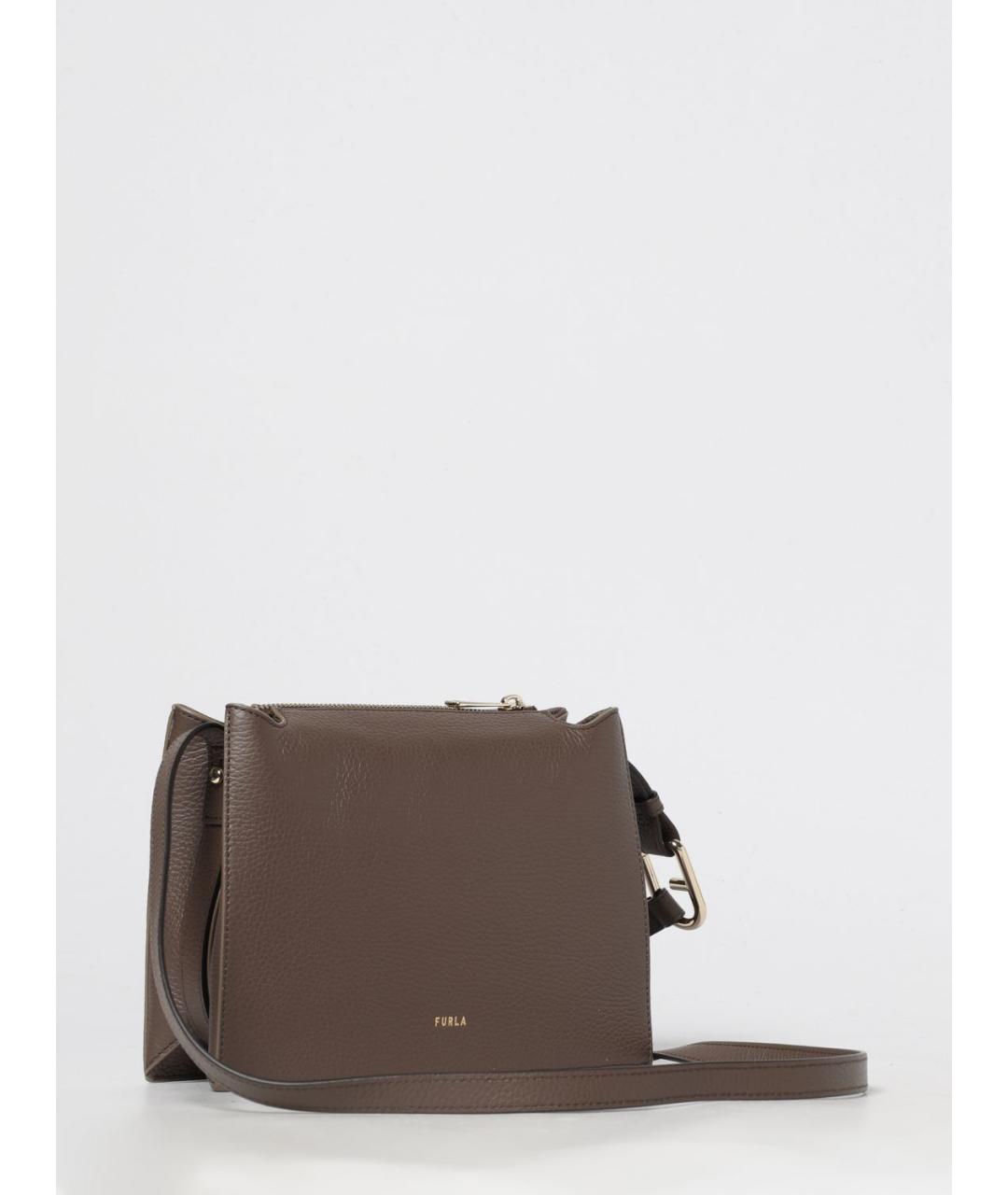 FURLA Коричневая кожаная сумка через плечо, фото 2