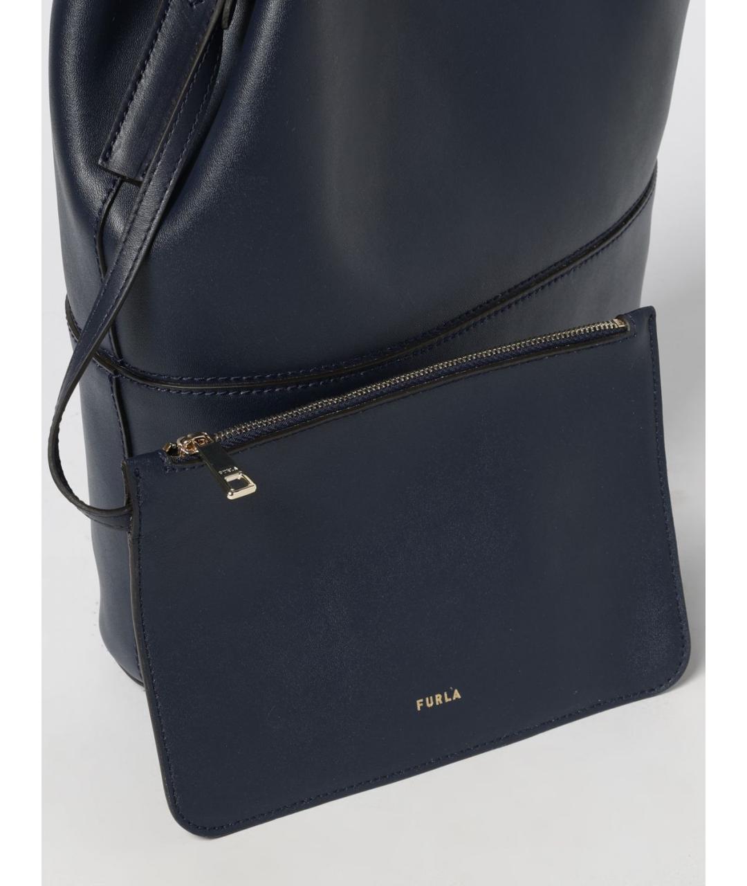 FURLA Темно-синяя кожаная сумка тоут, фото 3