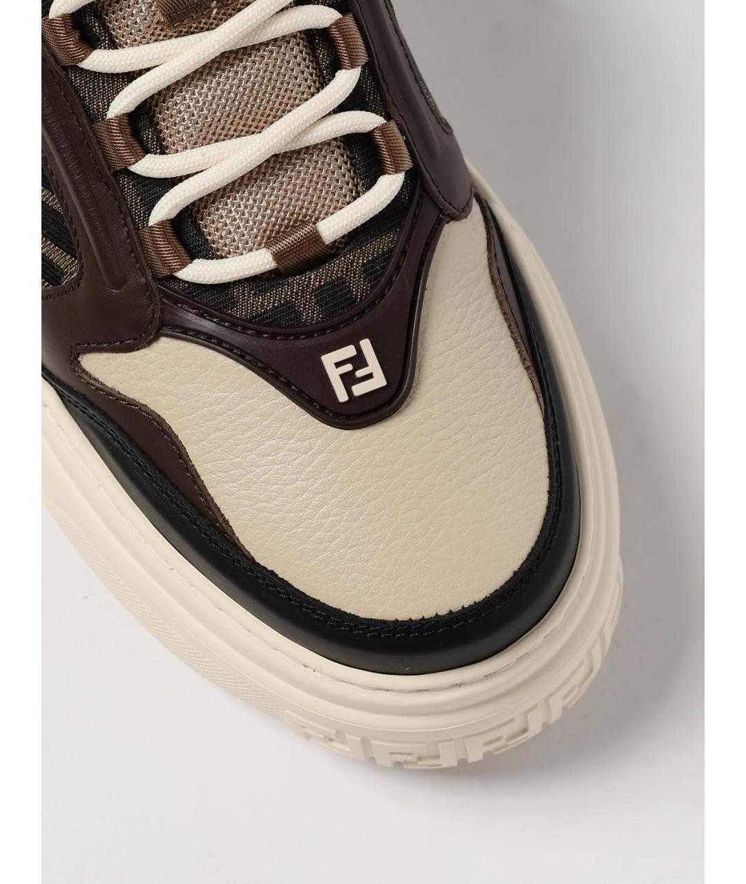 FENDI Черные кожаные низкие кроссовки / кеды, фото 4