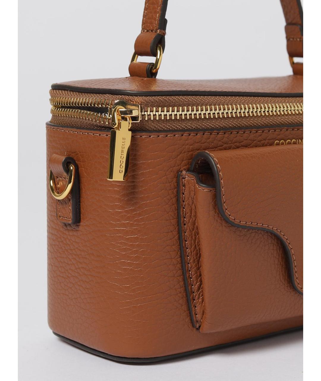 COCCINELLE Коричневая кожаная сумка с короткими ручками, фото 3
