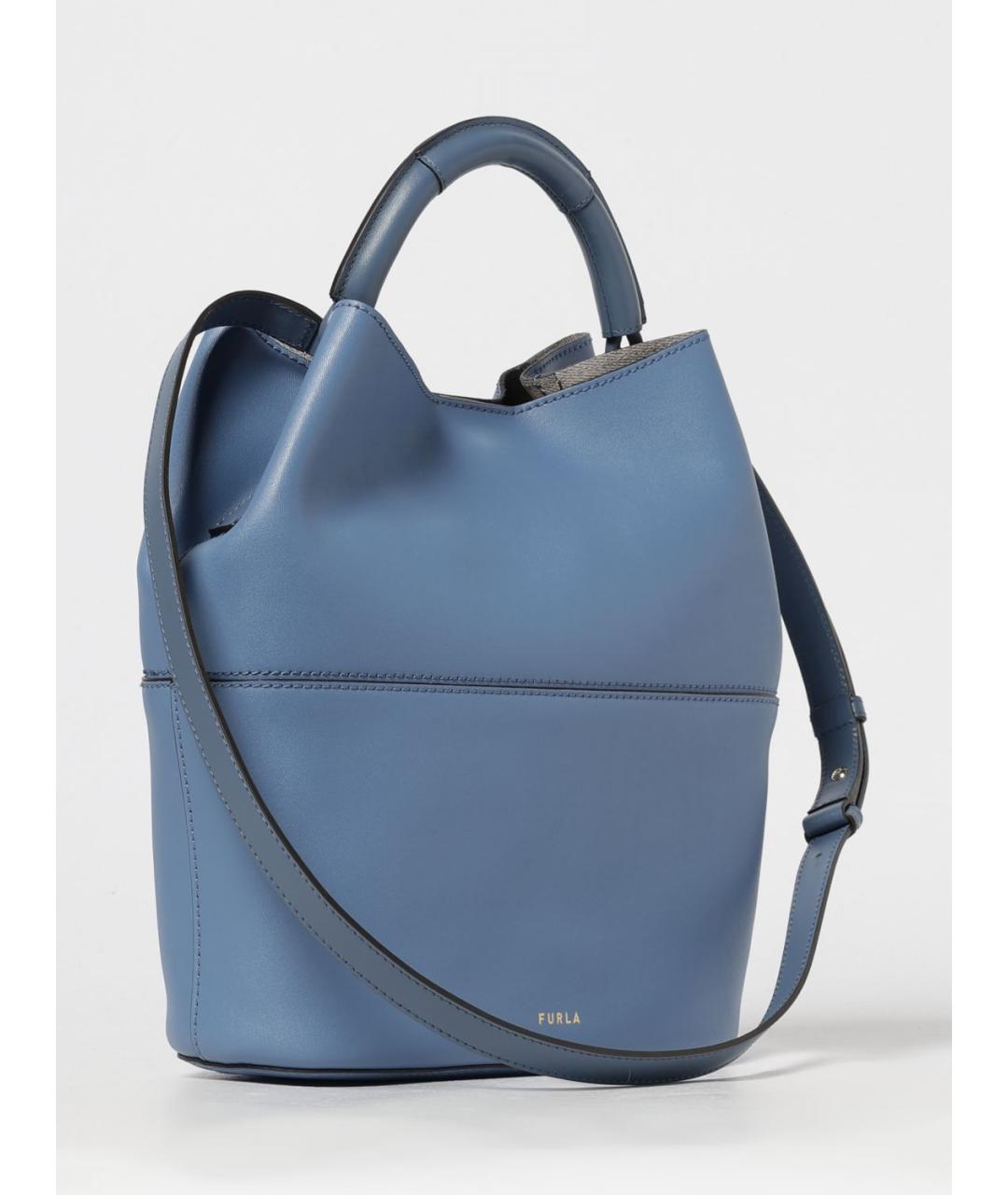 FURLA Голубая кожаная сумка тоут, фото 2