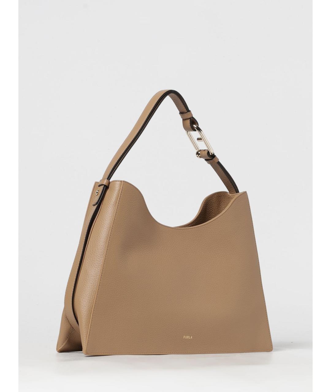 FURLA Бежевая кожаная сумка через плечо, фото 2