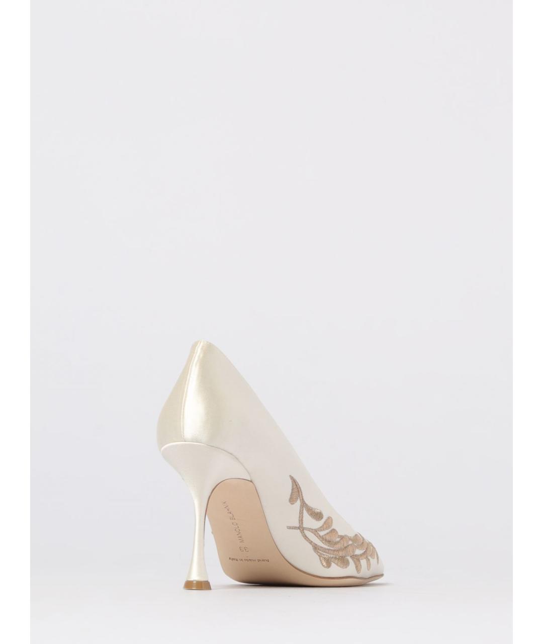 MANOLO BLAHNIK Бежевые текстильные туфли, фото 3