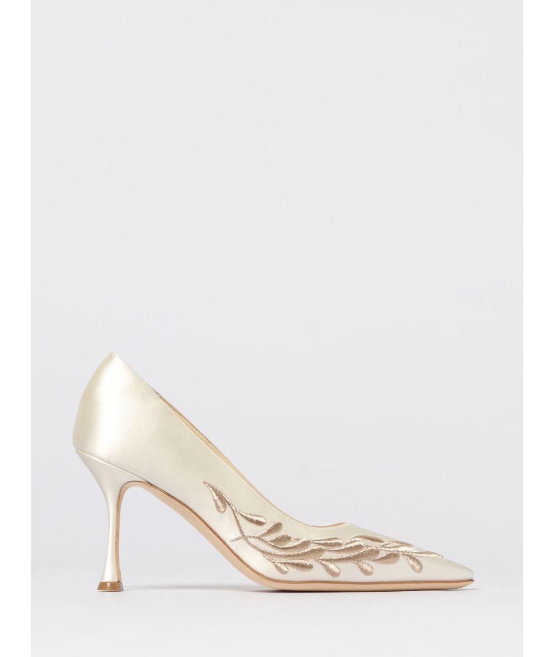 MANOLO BLAHNIK Бежевые текстильные туфли, фото 5