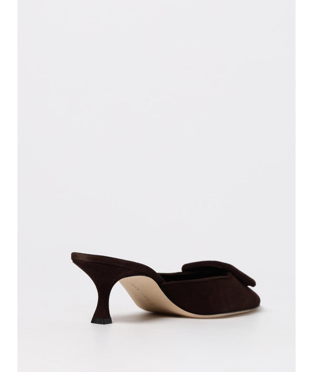 MANOLO BLAHNIK Коричневые замшевые мюли, фото 3