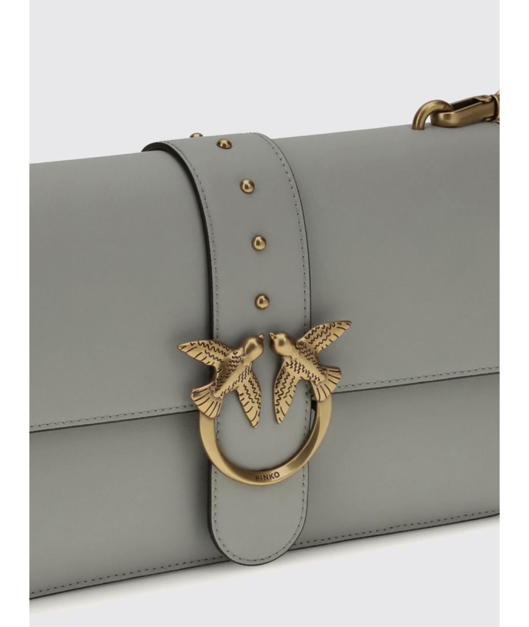 PINKO Серая кожаная сумка через плечо, фото 3