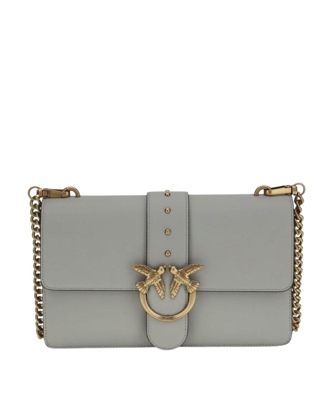 PINKO Серая кожаная сумка через плечо, фото 1