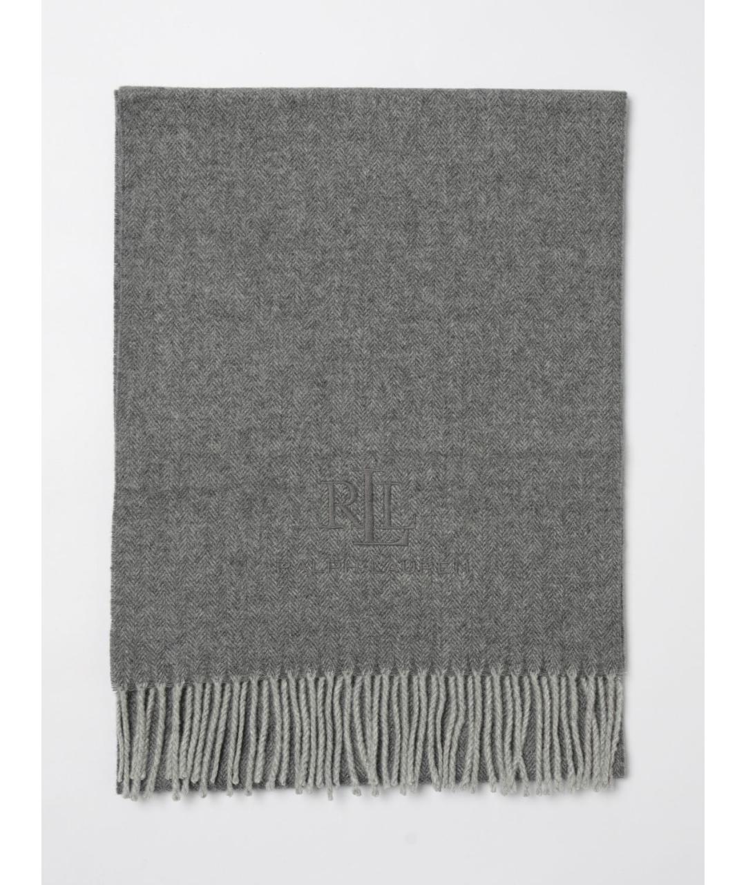 RALPH LAUREN Серый шерстяной шарф, фото 4