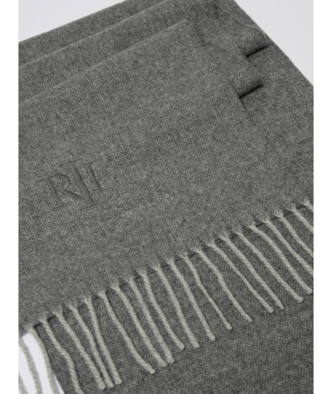 RALPH LAUREN Серый шерстяной шарф, фото 3