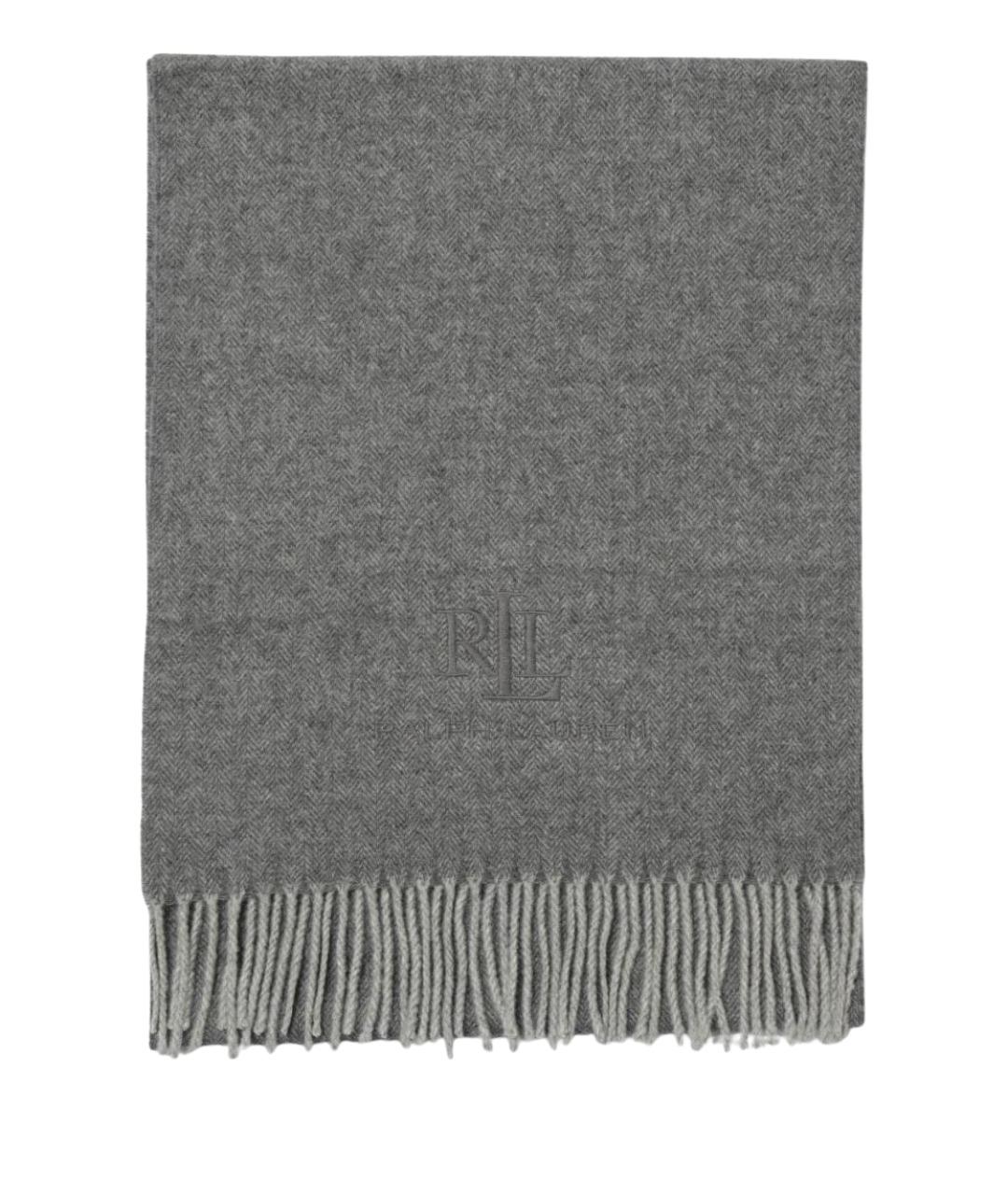 RALPH LAUREN Серый шерстяной шарф, фото 1
