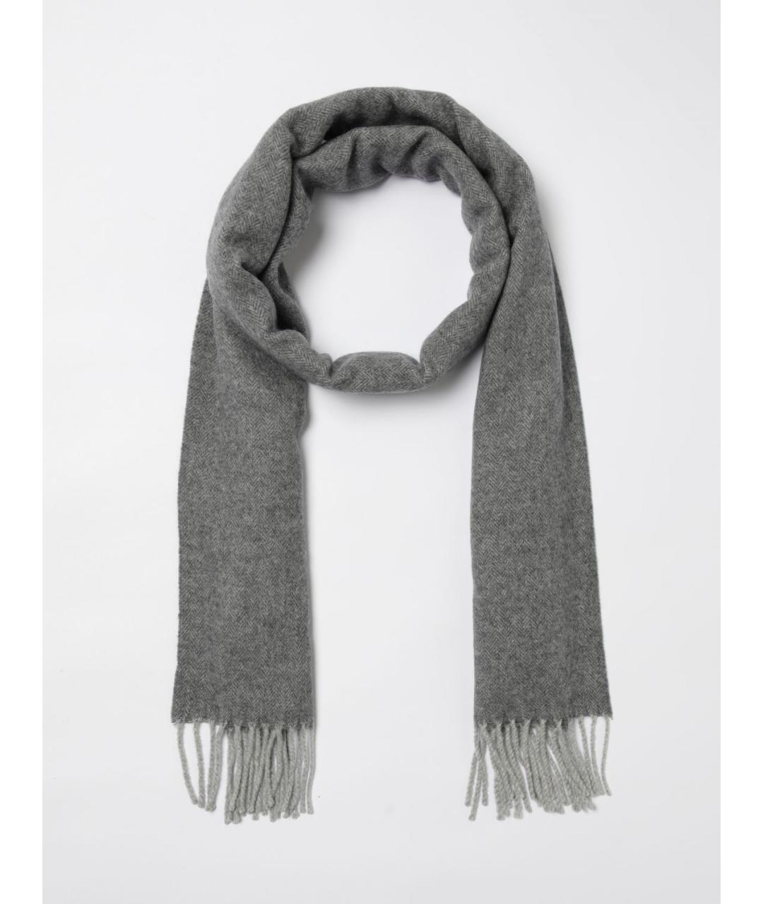 RALPH LAUREN Серый шерстяной шарф, фото 2