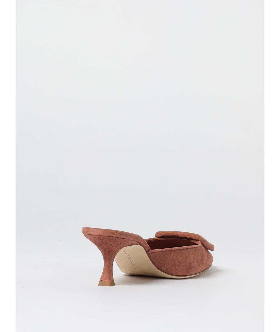 MANOLO BLAHNIK Бежевые замшевые мюли, фото 3