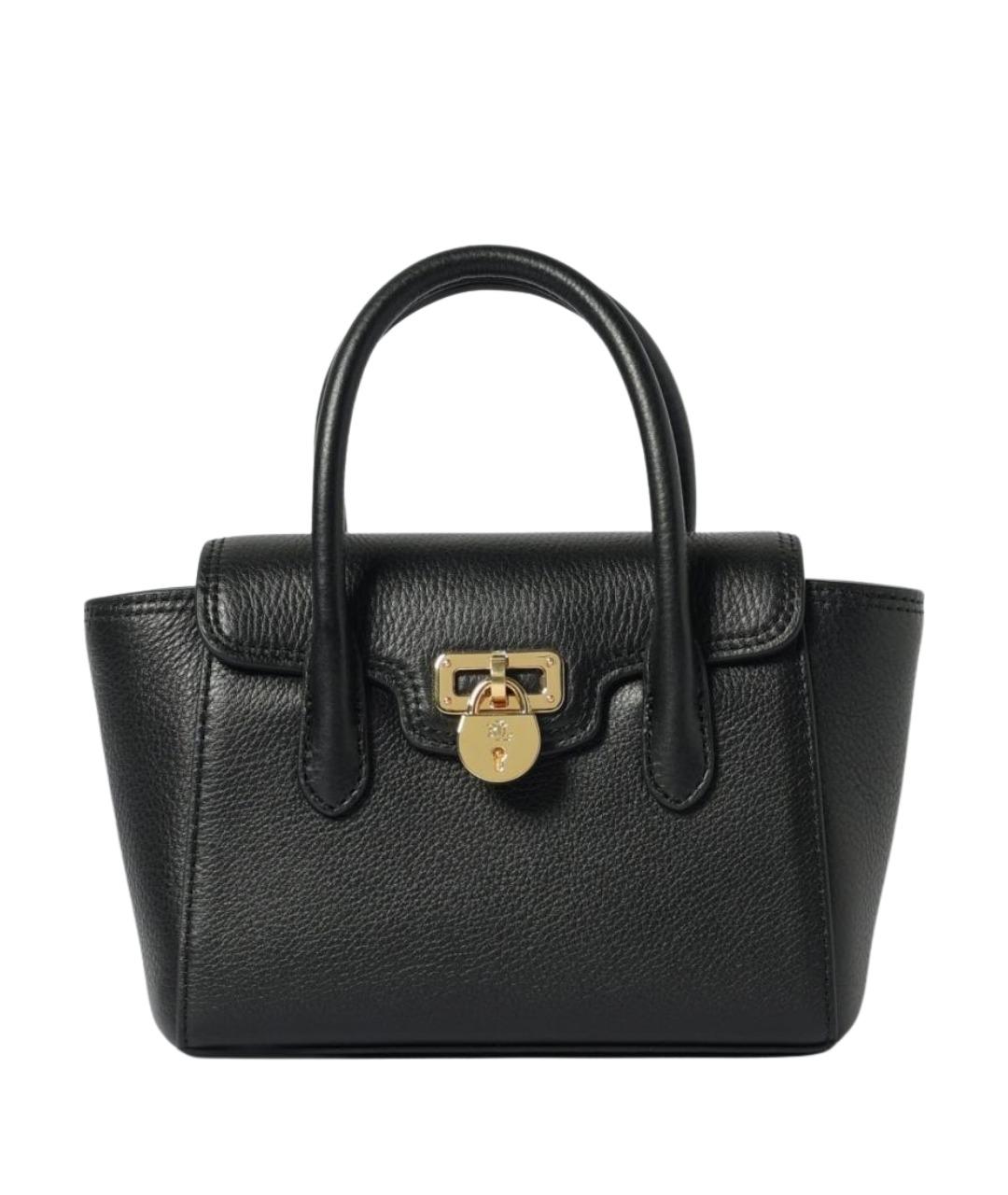 RALPH LAUREN Черная кожаная сумка с короткими ручками, фото 1