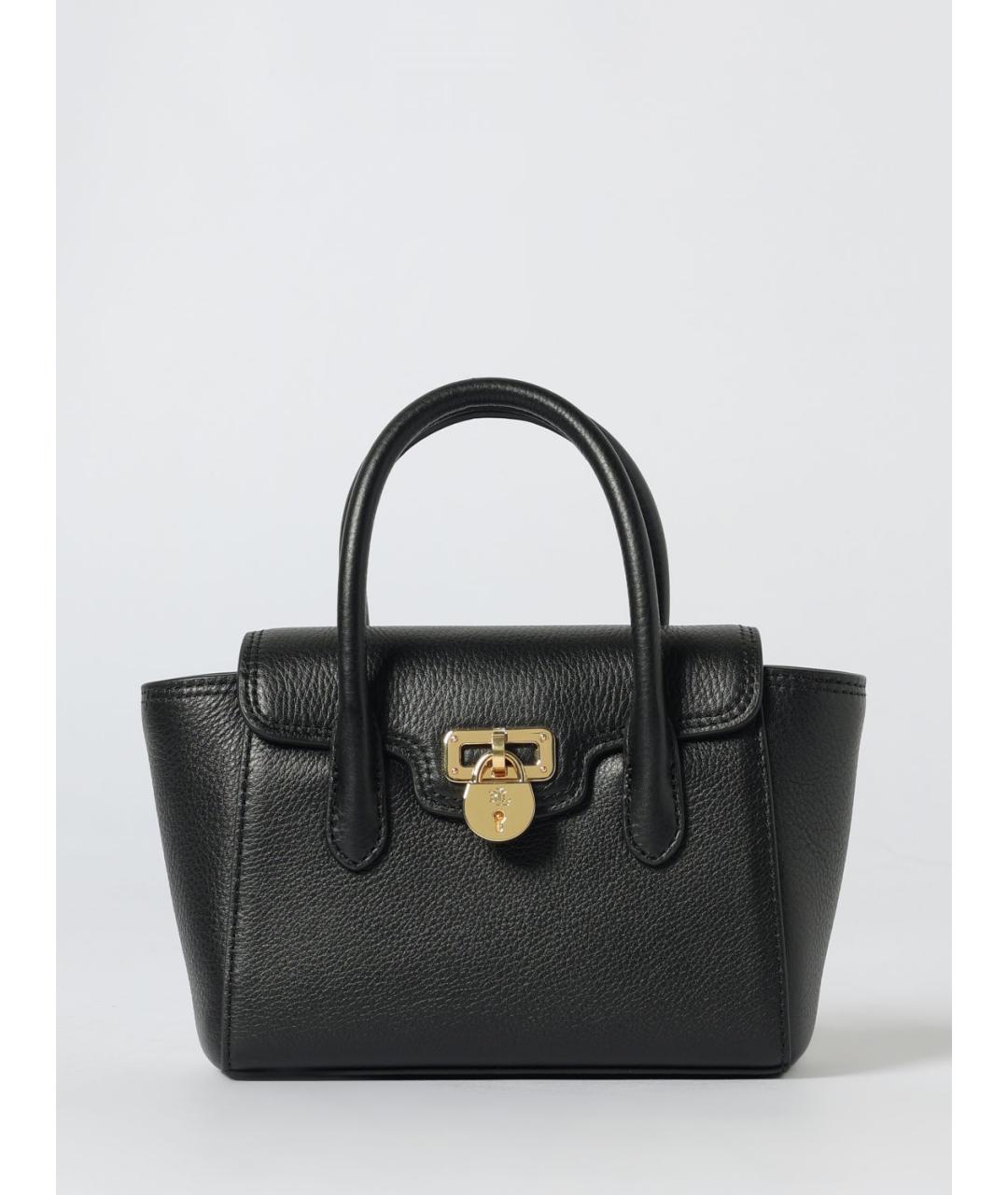 RALPH LAUREN Черная кожаная сумка с короткими ручками, фото 4