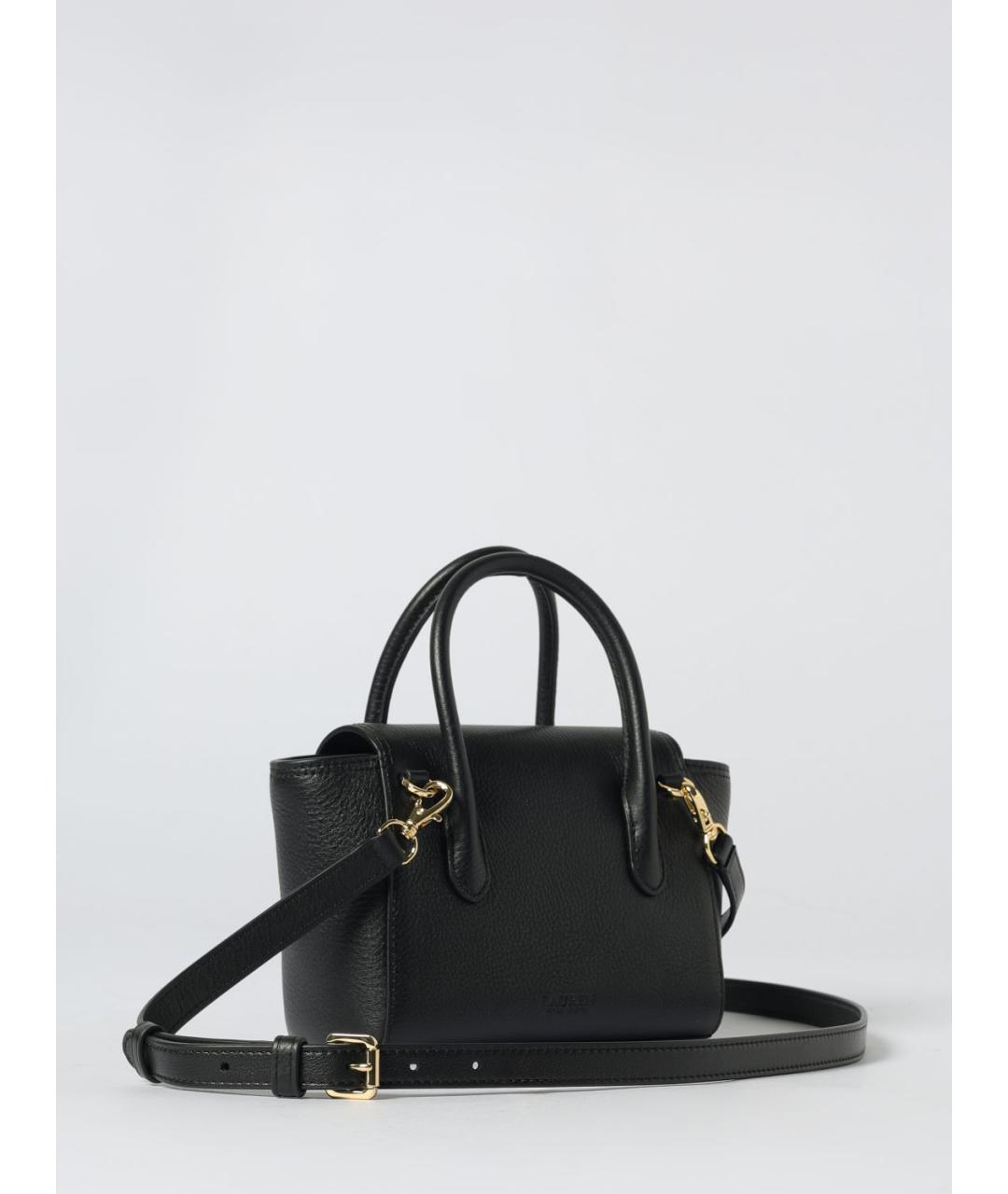 RALPH LAUREN Черная кожаная сумка с короткими ручками, фото 2