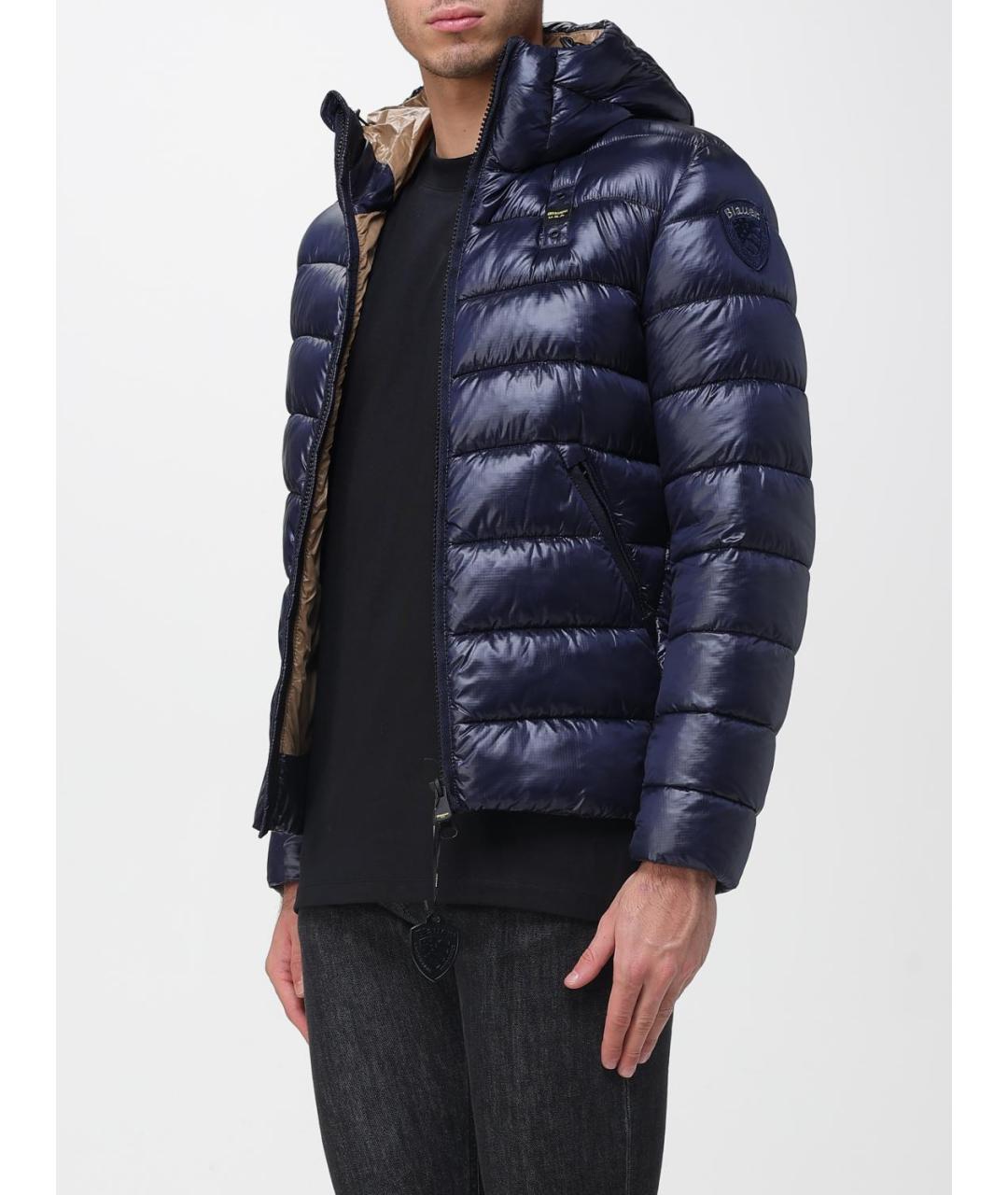 BLAUER Темно-синий полиэстеровый пуховик, фото 3