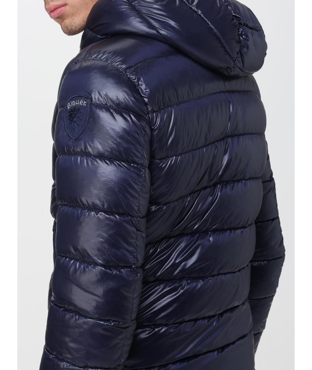 BLAUER Темно-синий полиэстеровый пуховик, фото 4