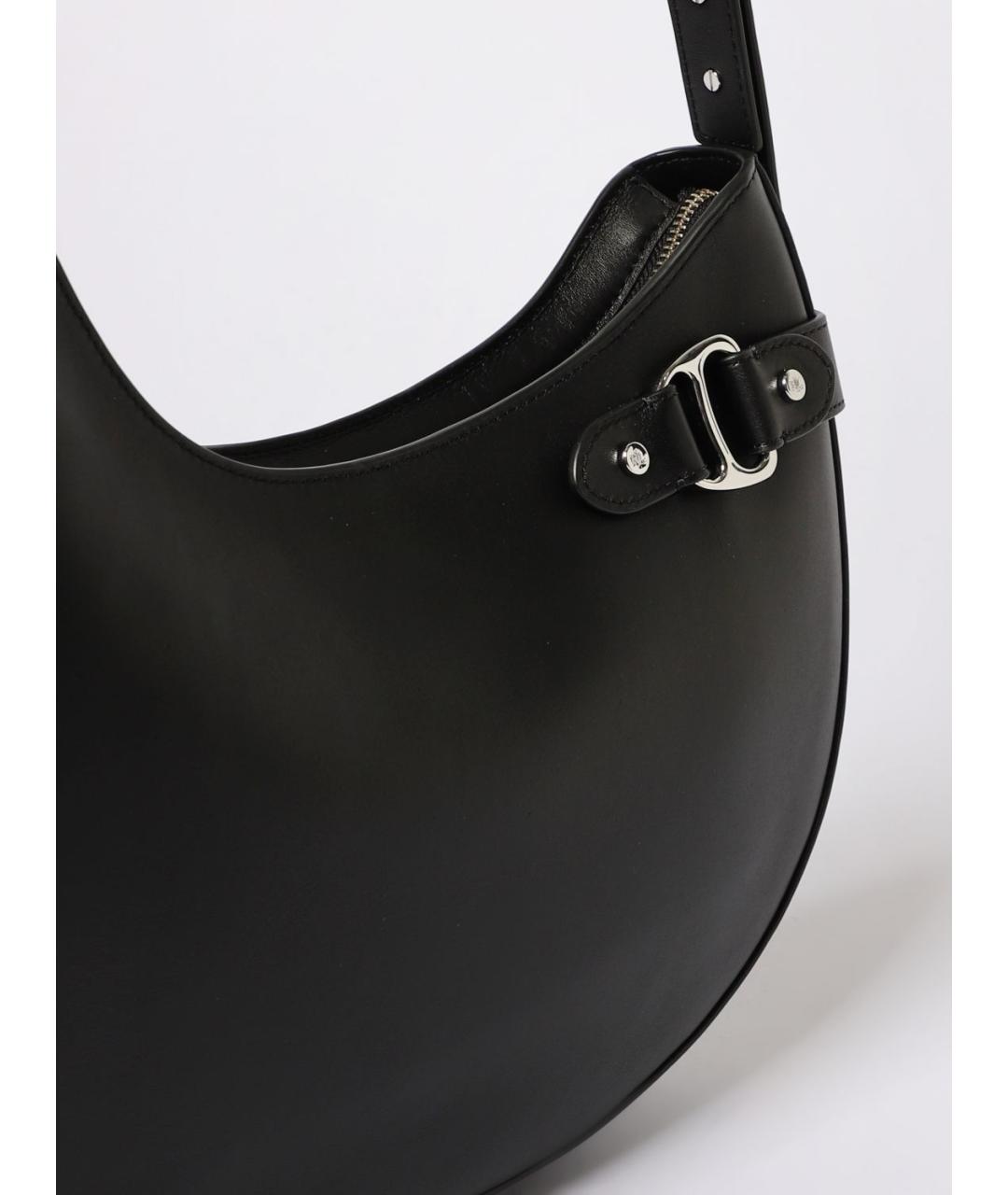 RALPH LAUREN Черная кожаная сумка через плечо, фото 3