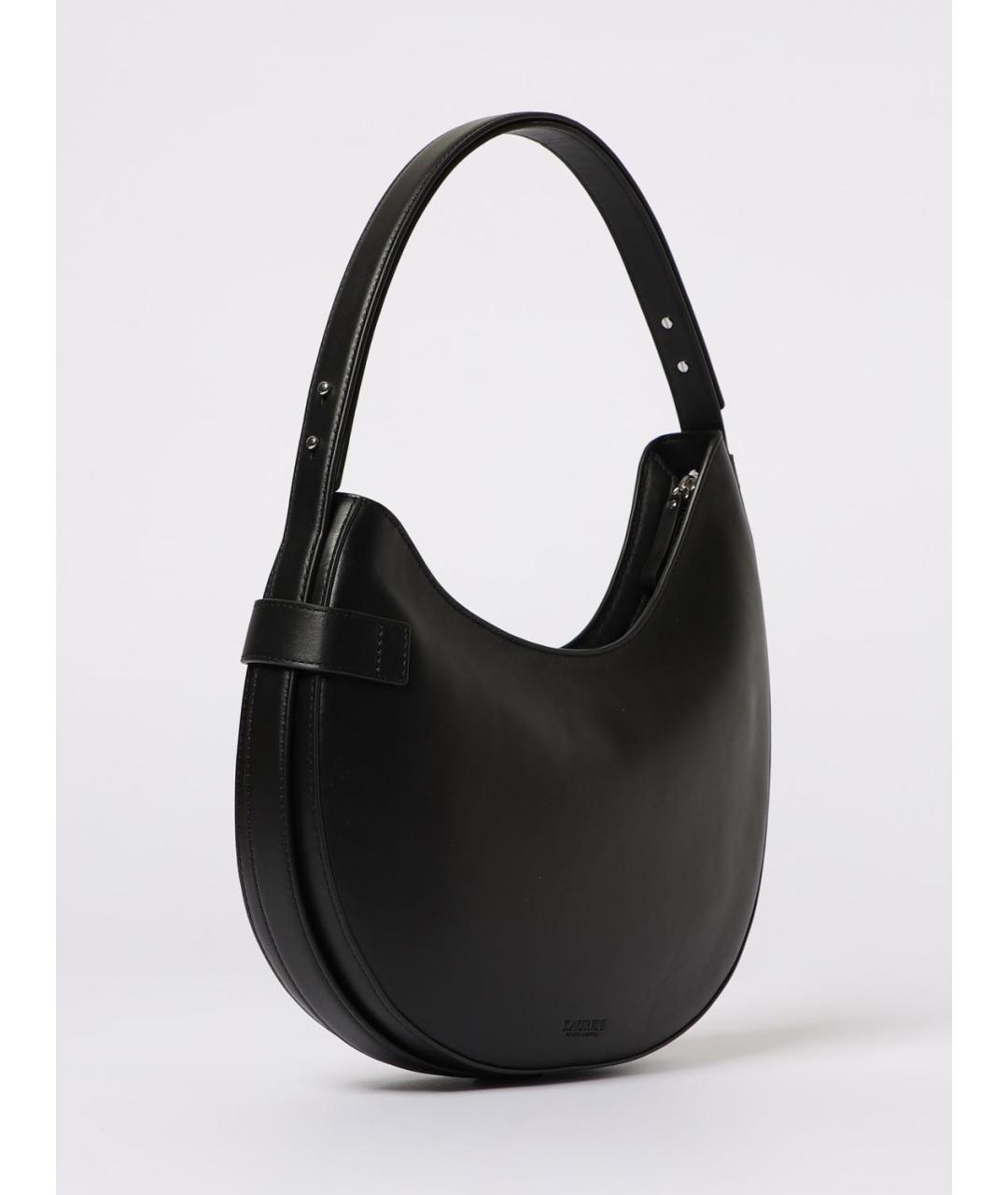 RALPH LAUREN Черная кожаная сумка через плечо, фото 2