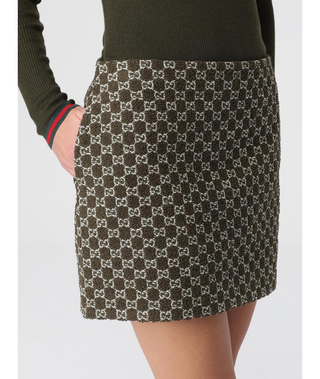 GUCCI Зеленая юбка мини, фото 5