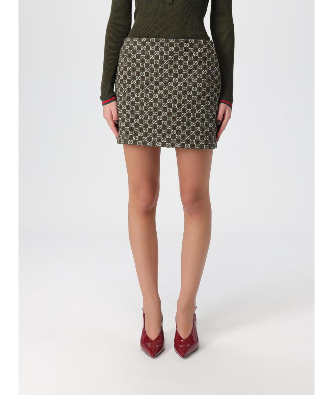 GUCCI Зеленая юбка мини, фото 6
