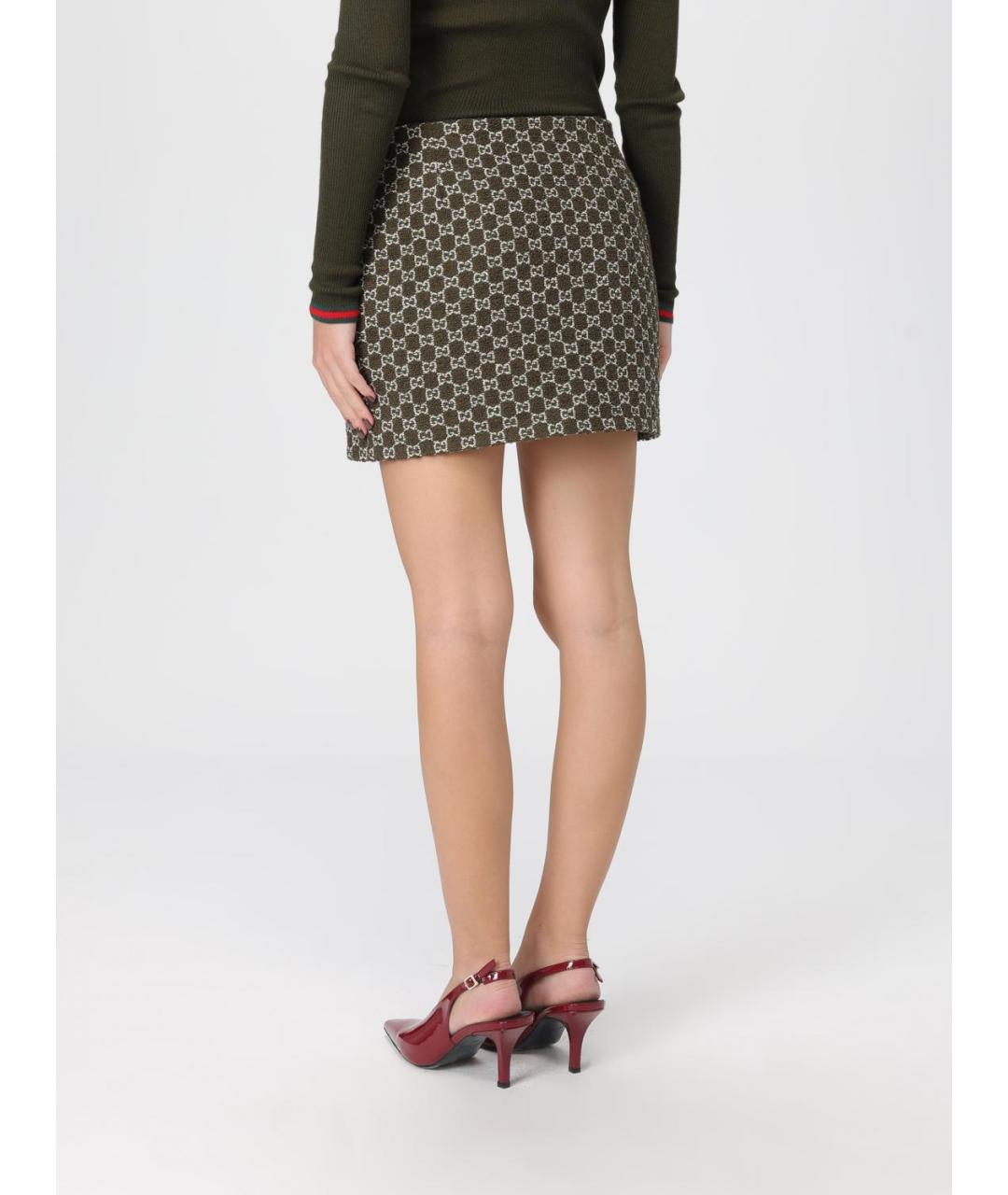 GUCCI Зеленая юбка мини, фото 3