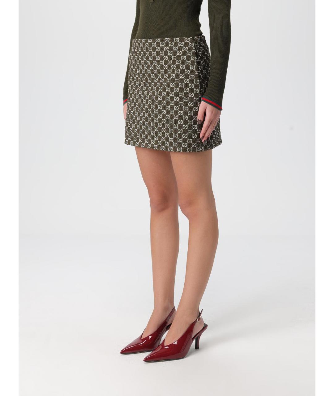 GUCCI Зеленая юбка мини, фото 4