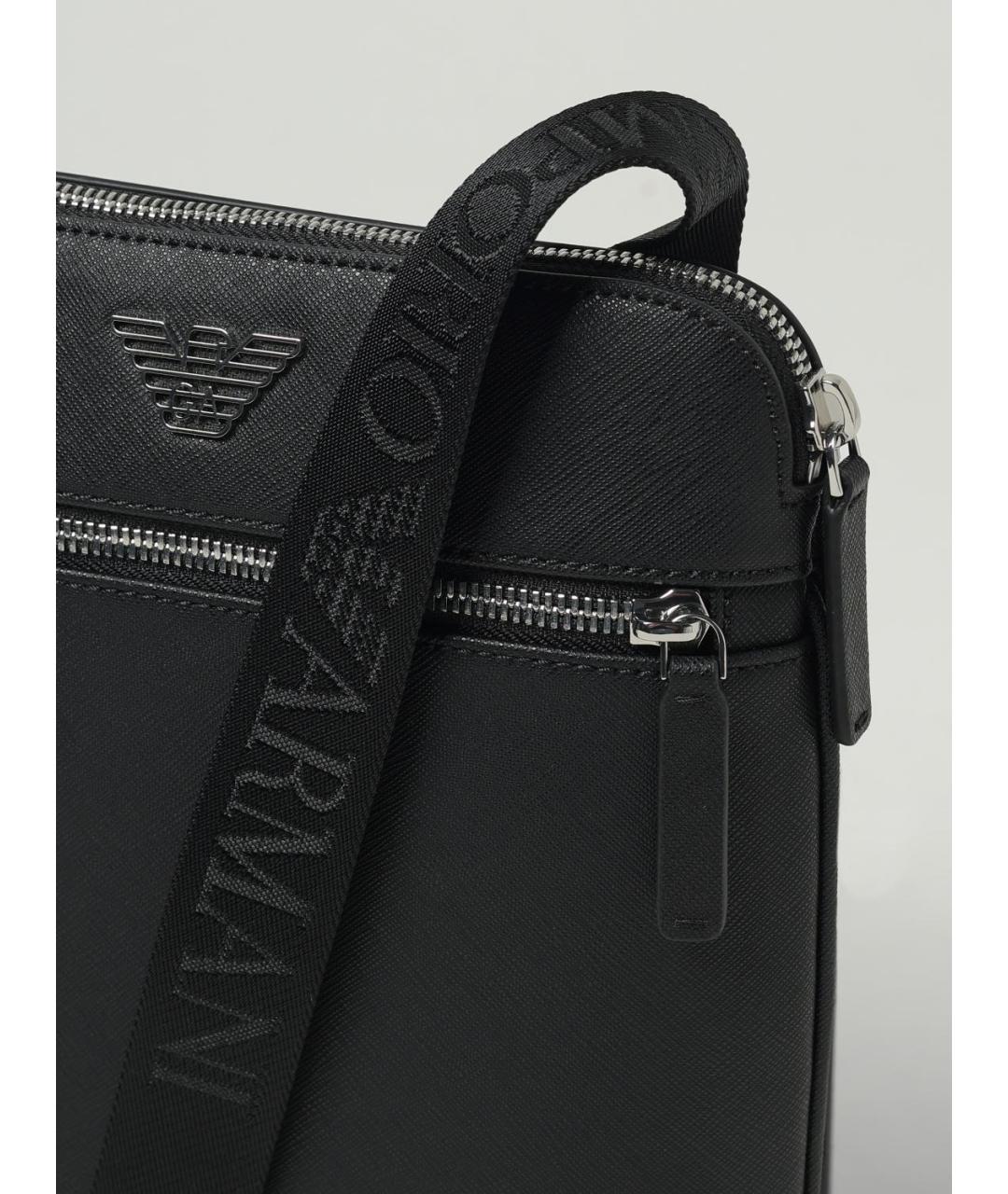 EMPORIO ARMANI Черная сумка на плечо из искусственной кожи, фото 3