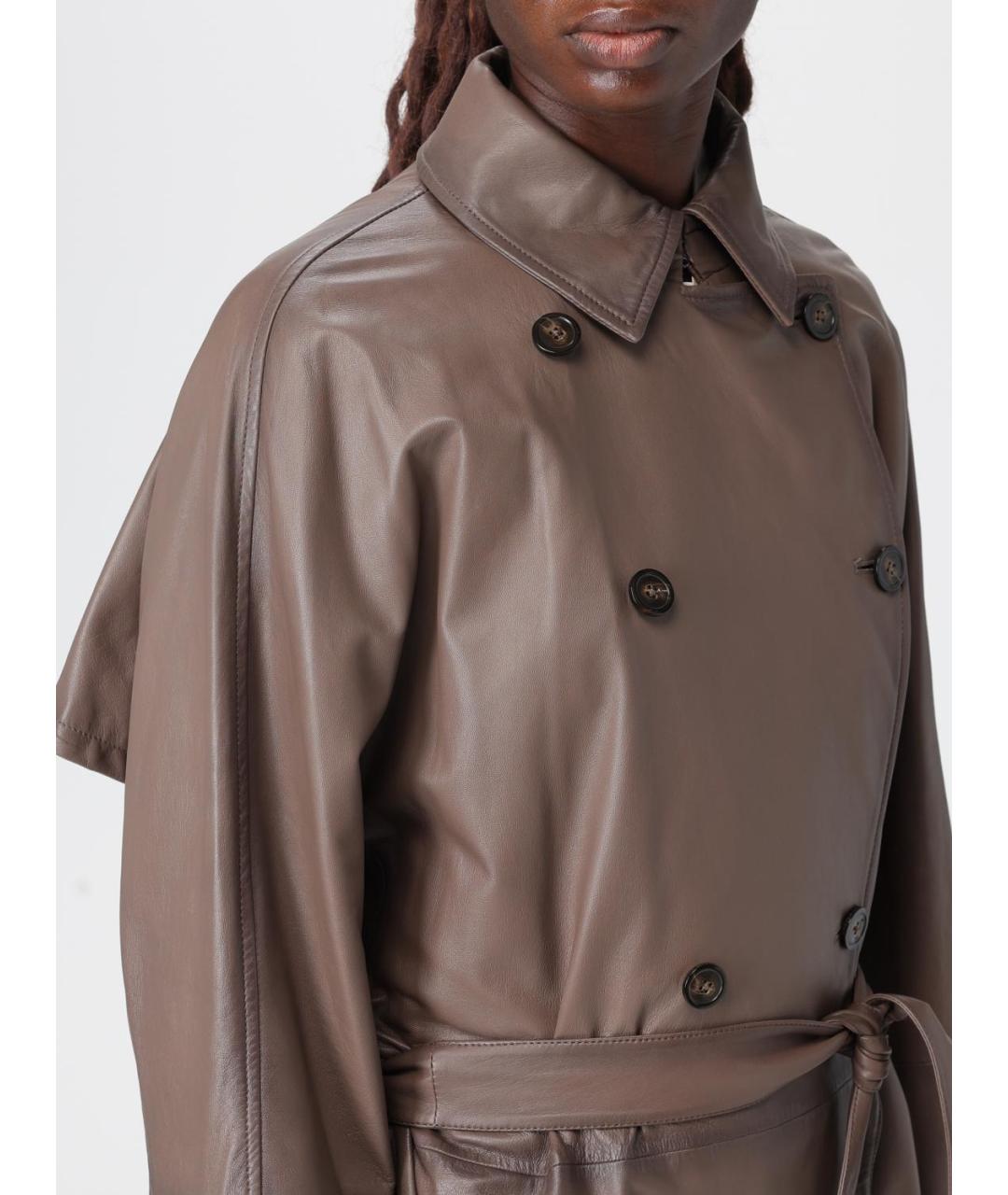 EMPORIO ARMANI Коричневый кожаный тренч/плащ, фото 5