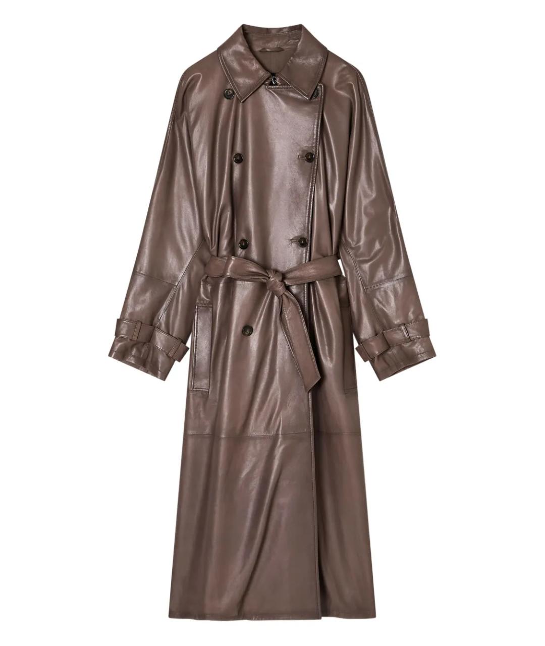 EMPORIO ARMANI Коричневый кожаный тренч/плащ, фото 1