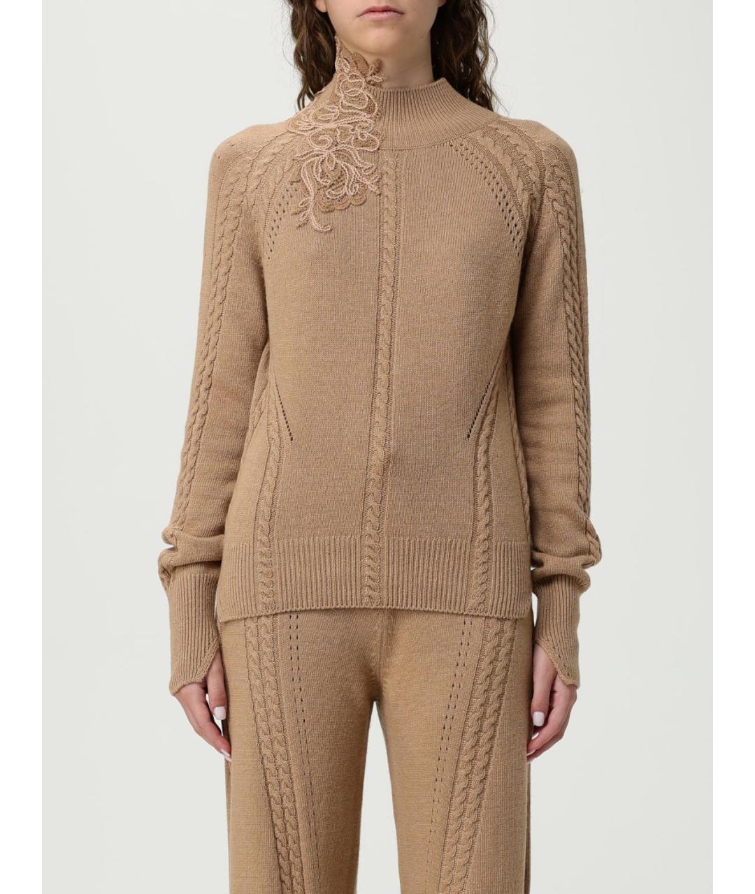 ERMANNO SCERVINO Бежевый шерстяной джемпер / свитер, фото 6