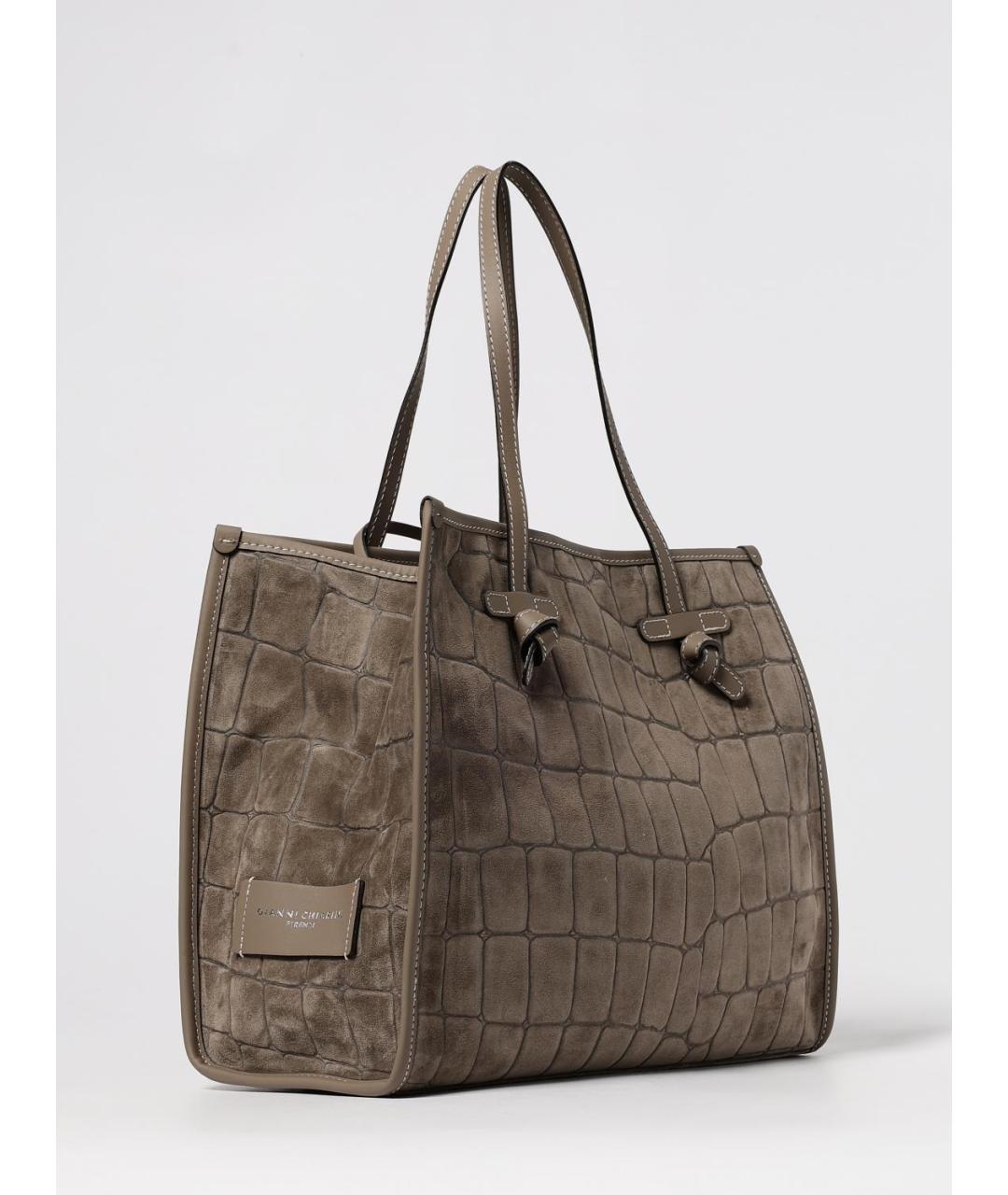 Gianni Chiarini Бежевая кожаная сумка тоут, фото 2