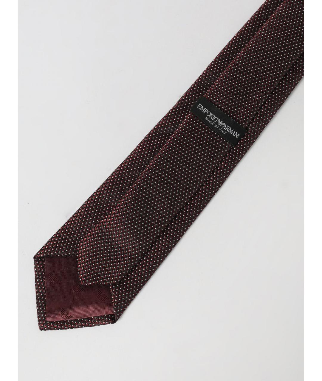 EMPORIO ARMANI Бордовый шелковый галстук, фото 2