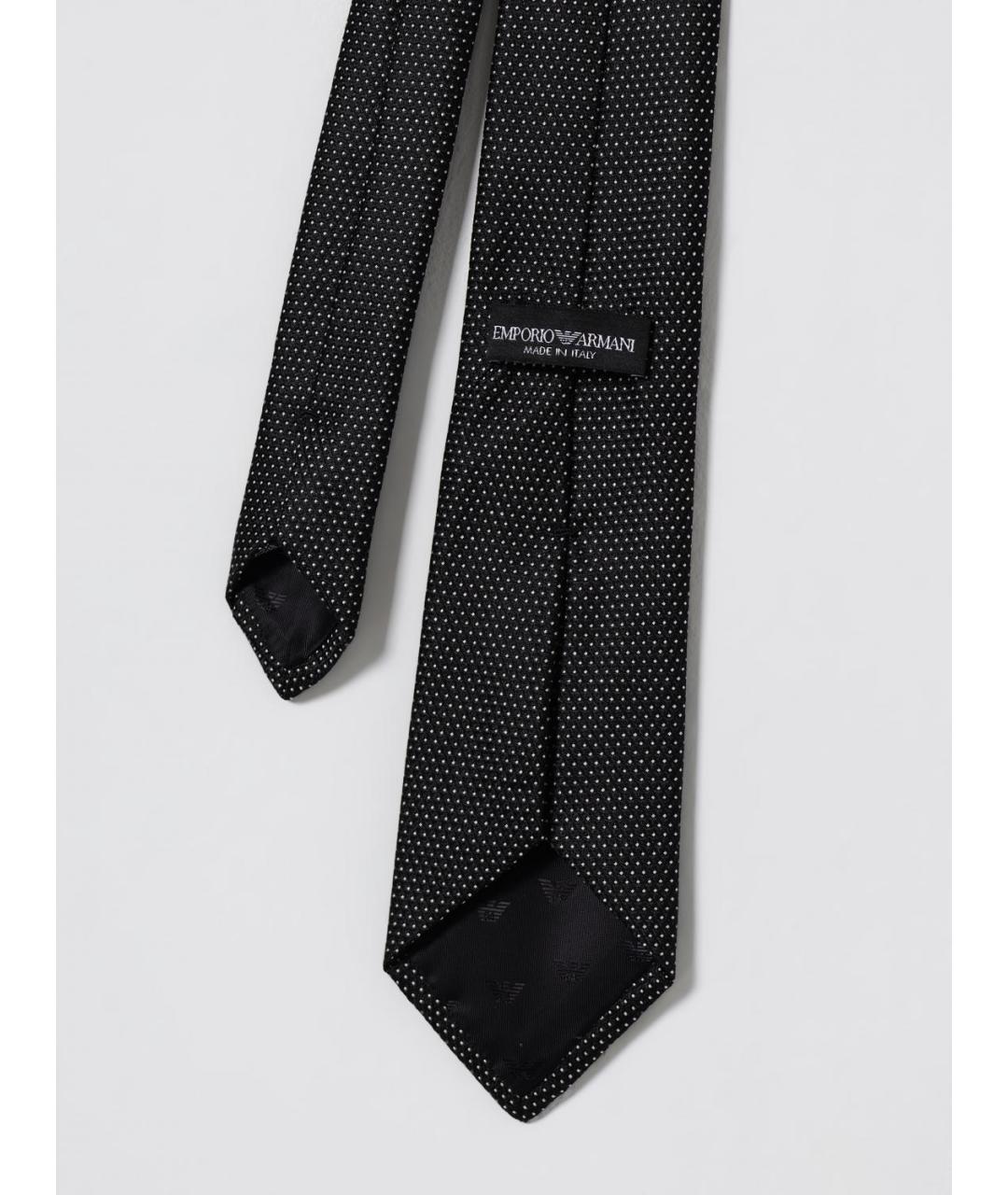 EMPORIO ARMANI Черный шелковый галстук, фото 2