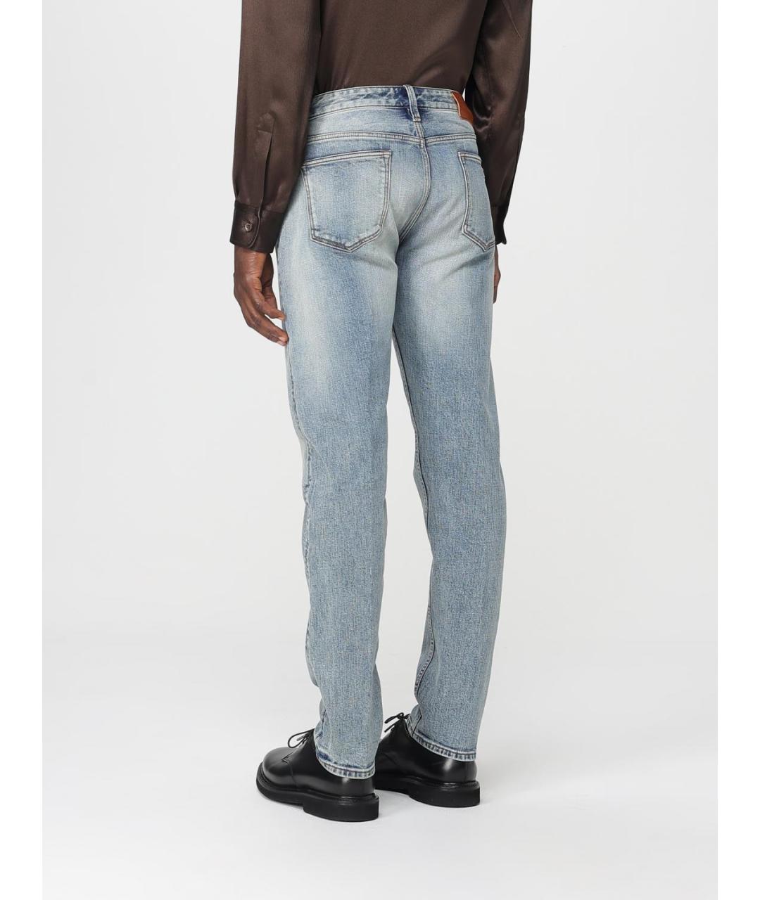 EMPORIO ARMANI Синие хлопковые прямые джинсы, фото 3