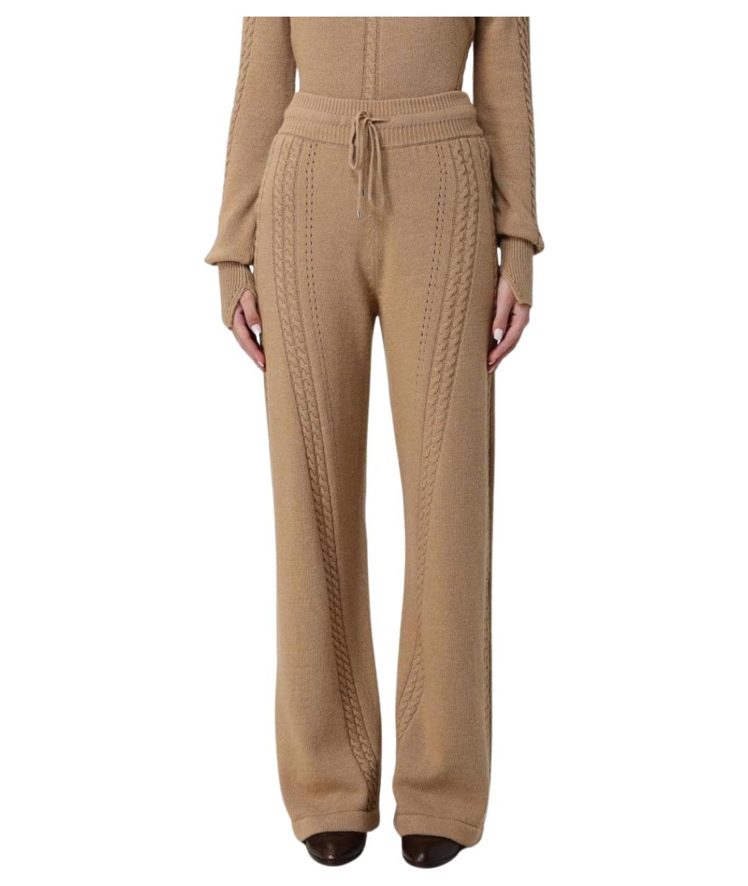 ERMANNO SCERVINO Бежевые шерстяные прямые брюки, фото 1