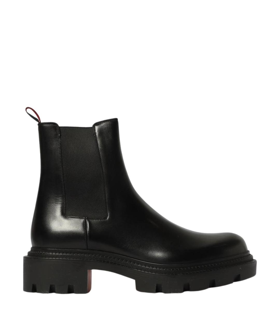 CHRISTIAN LOUBOUTIN Черные кожаные высокие ботинки, фото 1