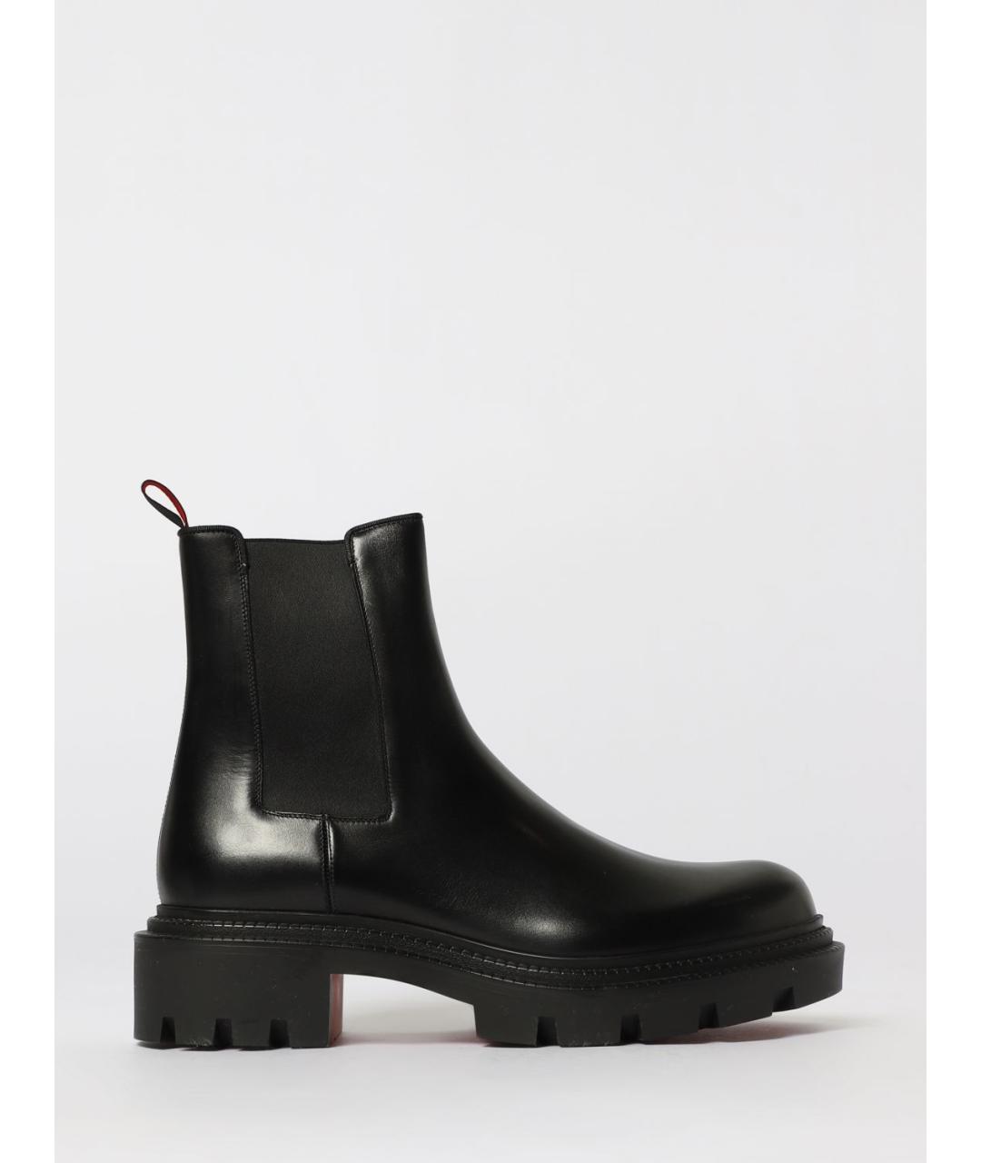 CHRISTIAN LOUBOUTIN Черные кожаные высокие ботинки, фото 4