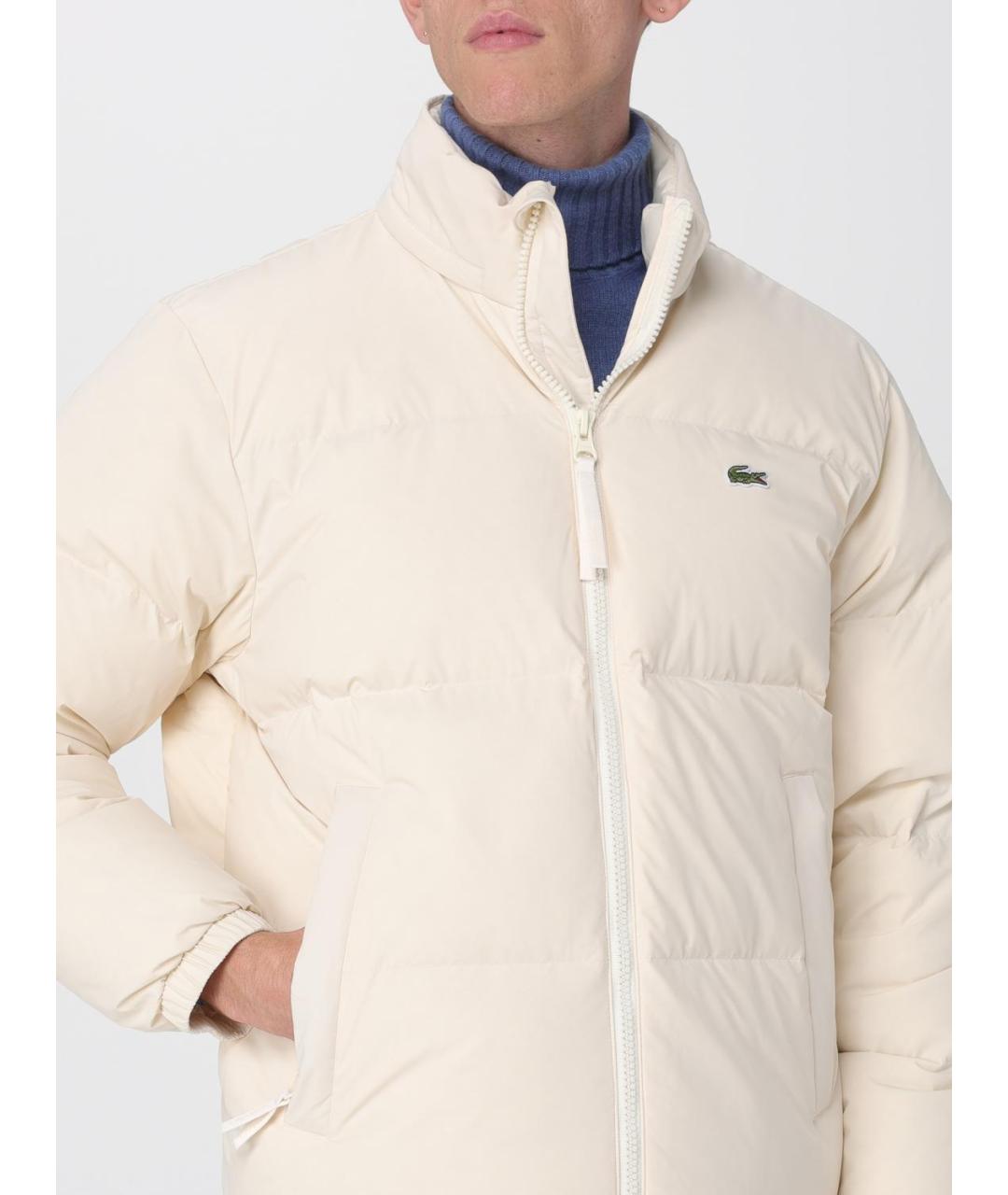LACOSTE Бежевый полиамидовый пуховик, фото 4