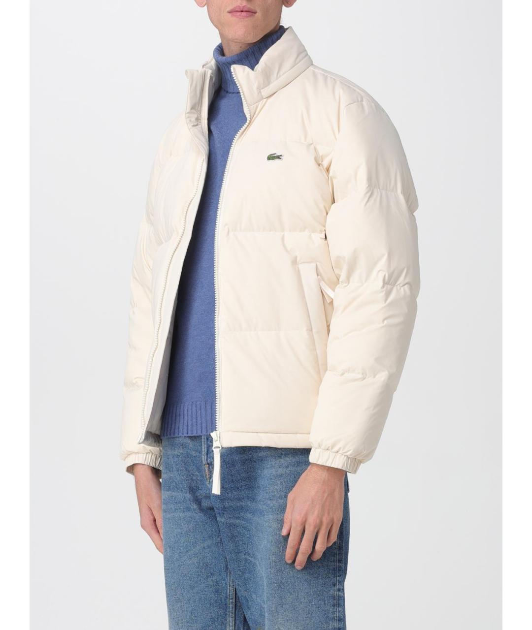 LACOSTE Бежевый полиамидовый пуховик, фото 3