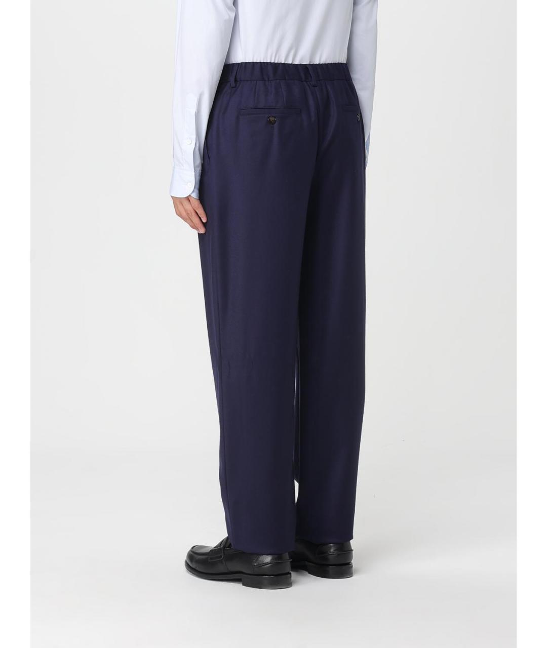 AGNONA Синие шерстяные повседневные брюки, фото 2