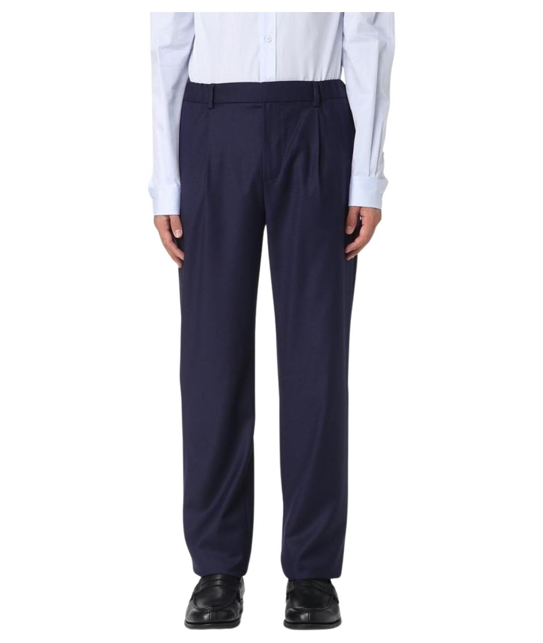 AGNONA Синие шерстяные повседневные брюки, фото 1