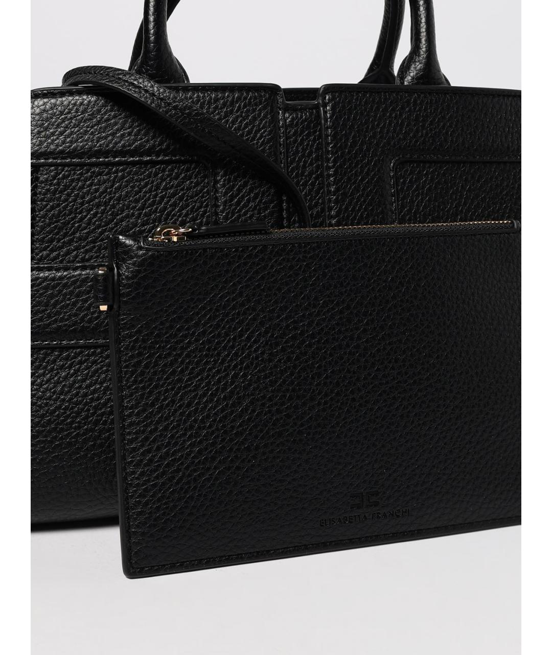 ELISABETTA FRANCHI Черная сумка через плечо из искусственной кожи, фото 3