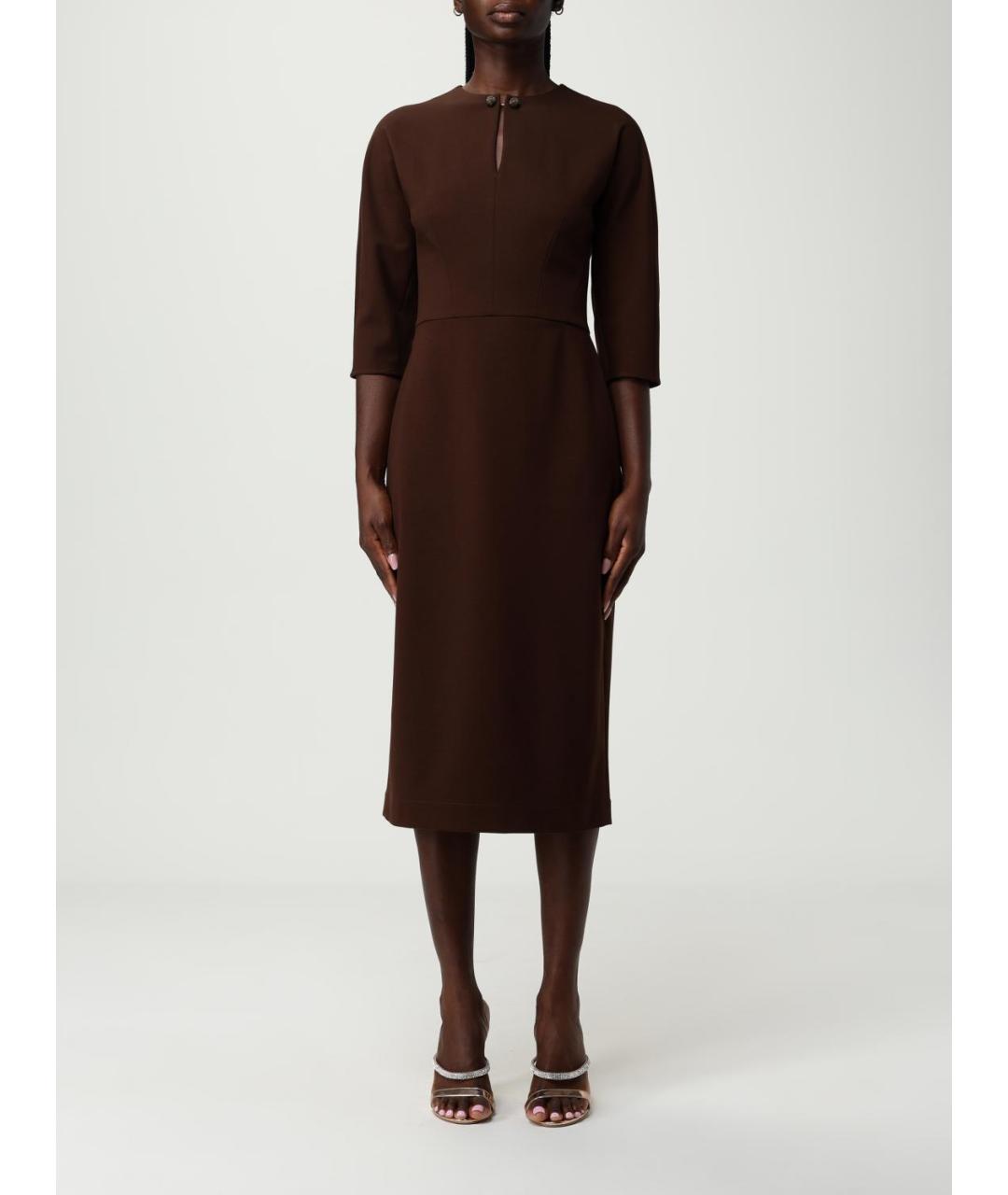 FABIANA FILIPPI Коричневое вискозное повседневное платье, фото 2