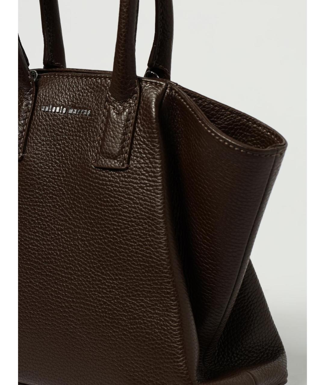 ANTONIO MARRAS Коричневая кожаная сумка тоут, фото 4