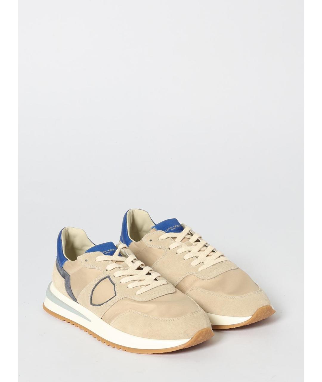 PHILIPPE MODEL Бежевые замшевые низкие кроссовки / кеды, фото 2